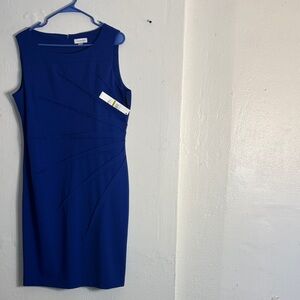 Elegant Blue Sleeveless Dress Size 14
